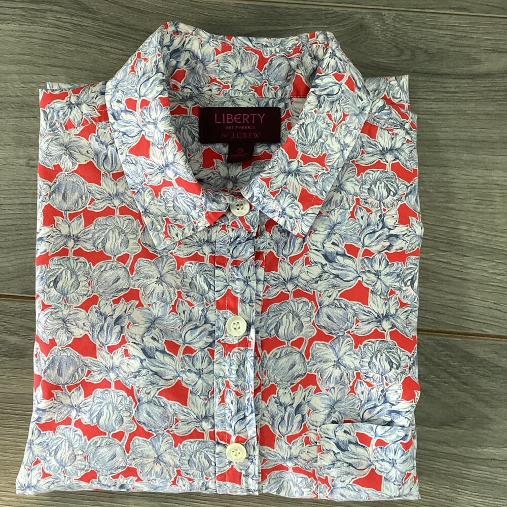 J Crew x Liberty Art Fabric Size 0 Matilda Tulip Floral Print Popover Blouse - Picture 15 of 16